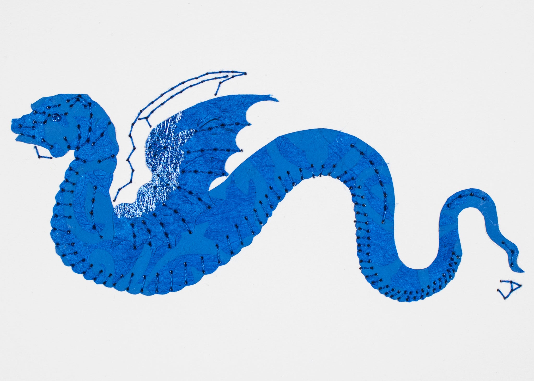 Winged Dragon in Blues