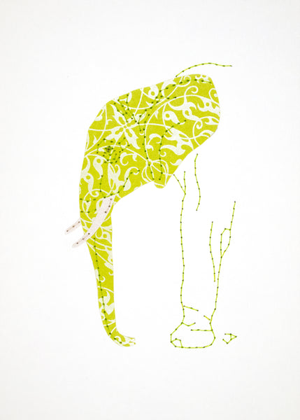 Elephant in Chartreuse and Silver