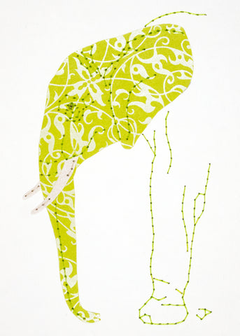 Elephant in Chartreuse and Silver
