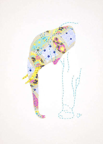 Elephant in Turquoise & Purple Circles