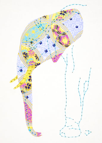 Elephant in Turquoise & Purple Circles