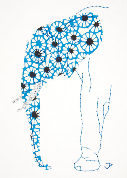 Elephant in Blue, Black & Silver