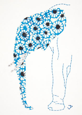 Elephant in Blue, Black & Silver