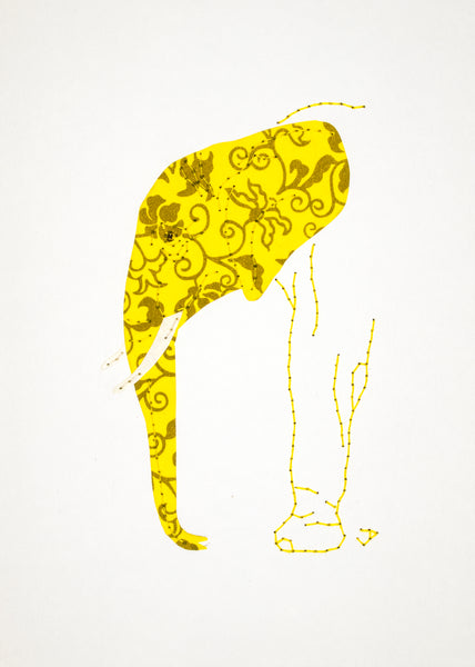 Elephant in Bronze on Yellow