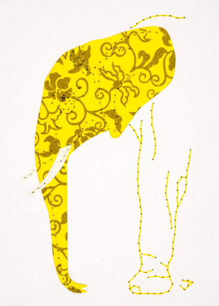 Elephant in Bronze on Yellow