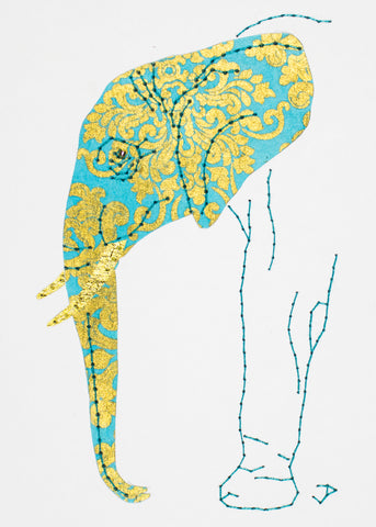 Elephant in Turquoise & Gold