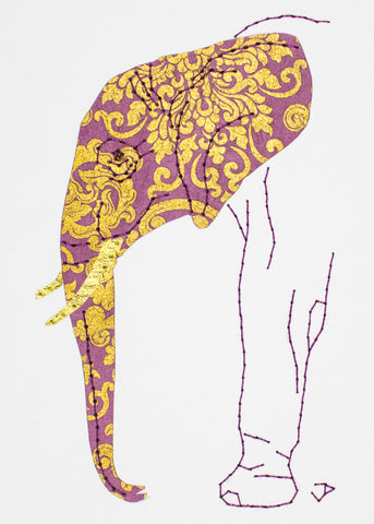 Elephant in Mauve & Gold