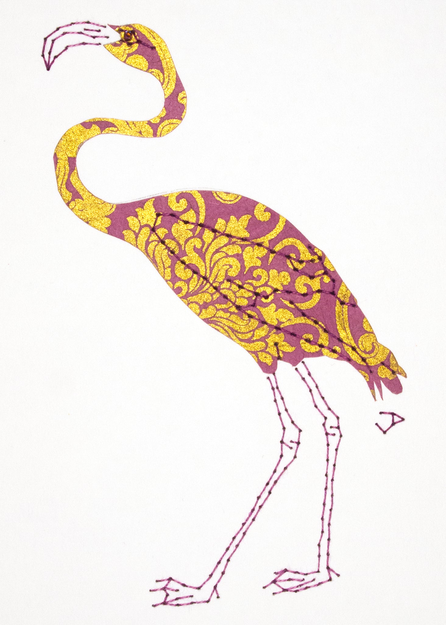 Flamingo in Mauve & Gold