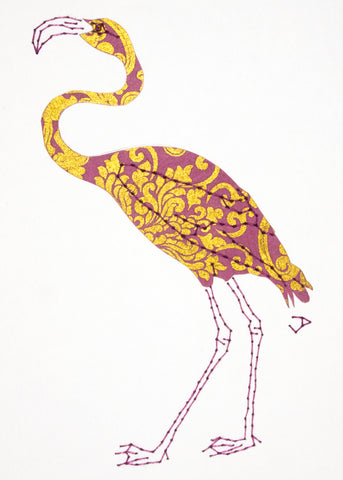 Flamingo in Mauve & Gold