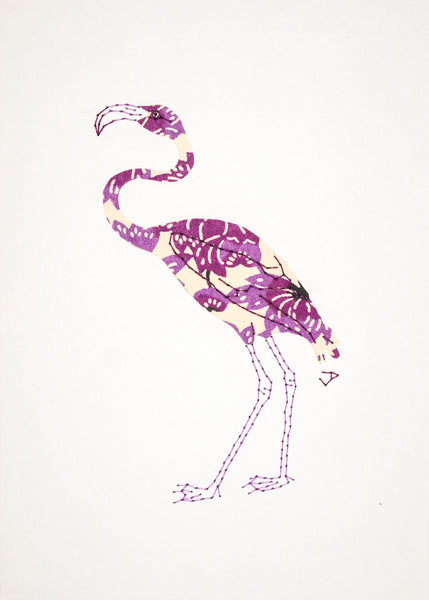 Flamingo in Purple Flowers