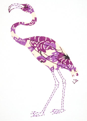 Flamingo in Purple Flowers