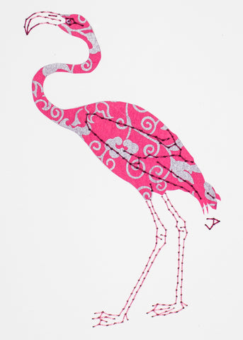 Flamingo in Magenta & Silver