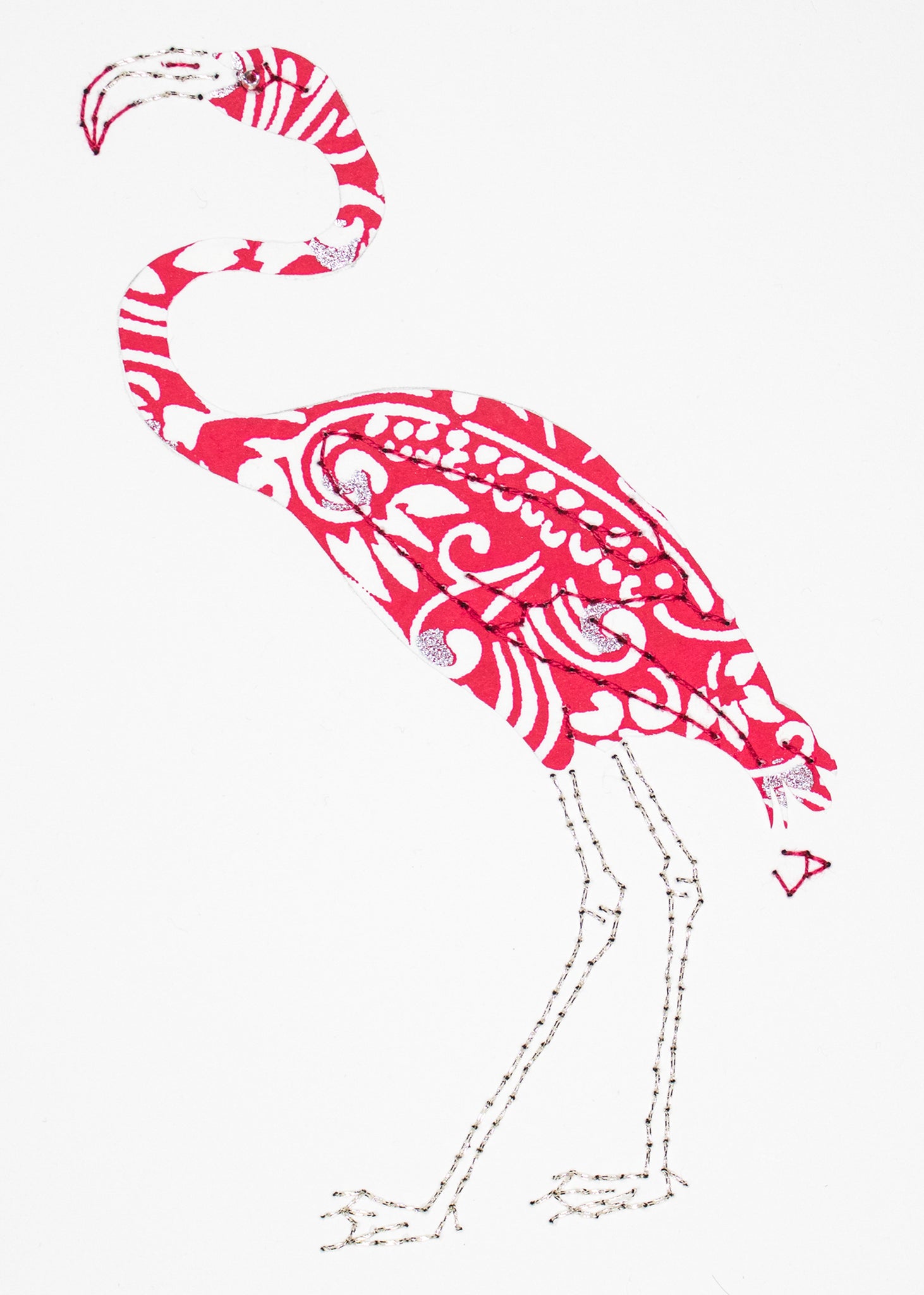 Flamingo in Dark Pink Filigree