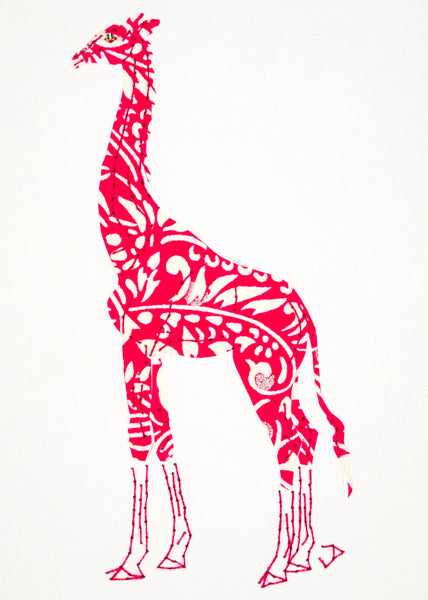 Giraffe in Pink & White Filigree