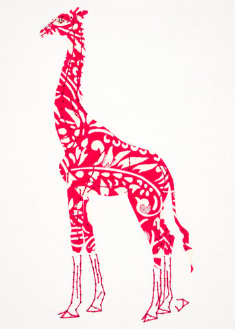 Giraffe in Pink & White Filigree