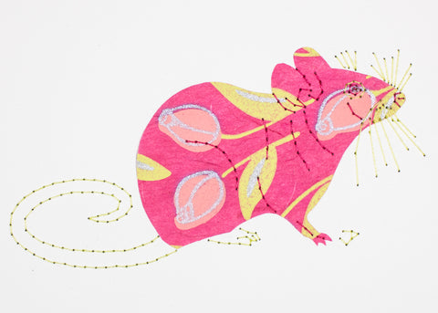 House Mouse in Pink with Flowers