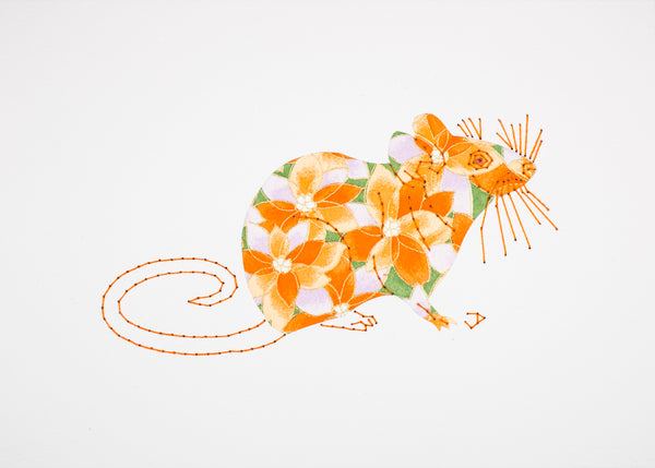 House Mouse in Orange Flowers