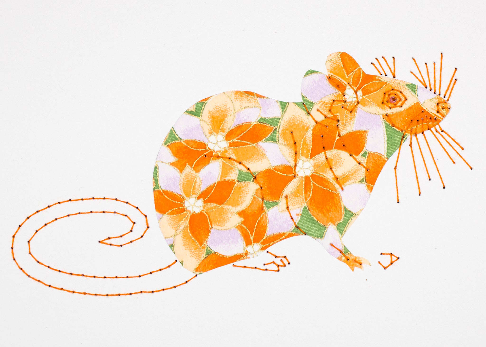 House Mouse in Orange Flowers