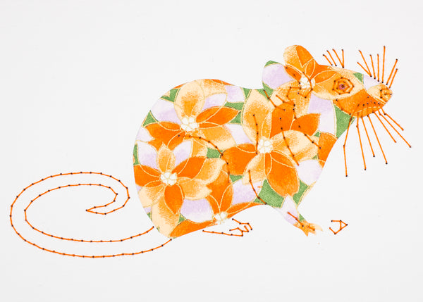 House Mouse in Orange Flowers