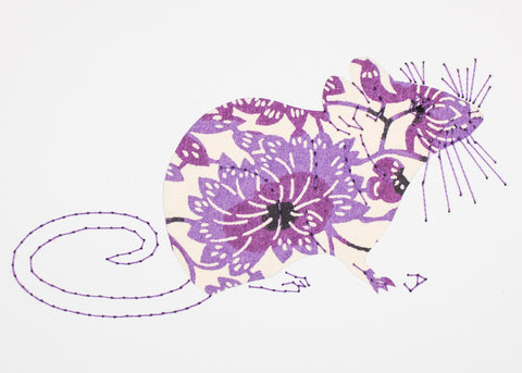 House Mouse in Purple Flowers