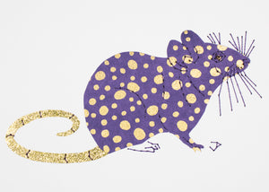 House Mouse in Gold Dots on Purple