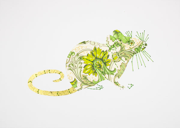 House Mouse in Florentine Green Foliage