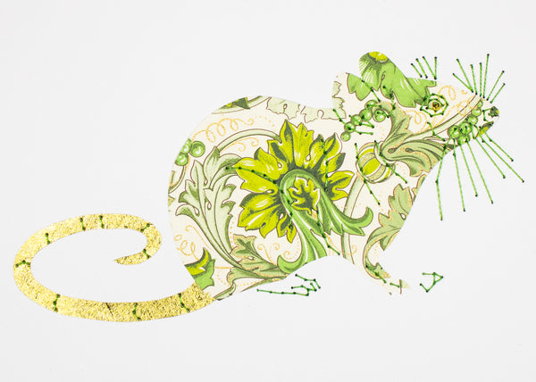House Mouse in Florentine Green Foliage