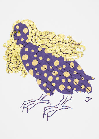 Harpy in Gold Dots on Purple