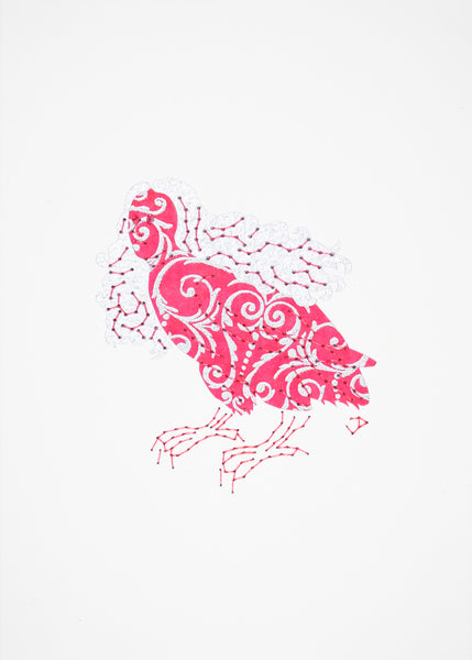 Harpy in Silver Filigree on Pink