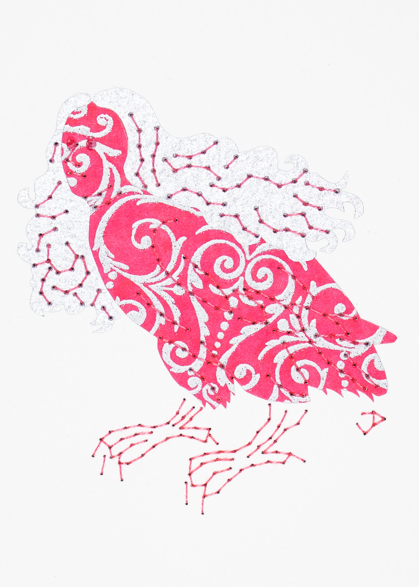 Harpy in Silver Filigree on Pink