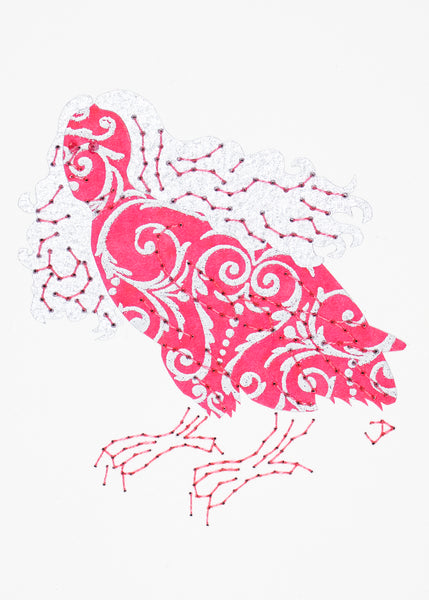 Harpy in Silver Filigree on Pink