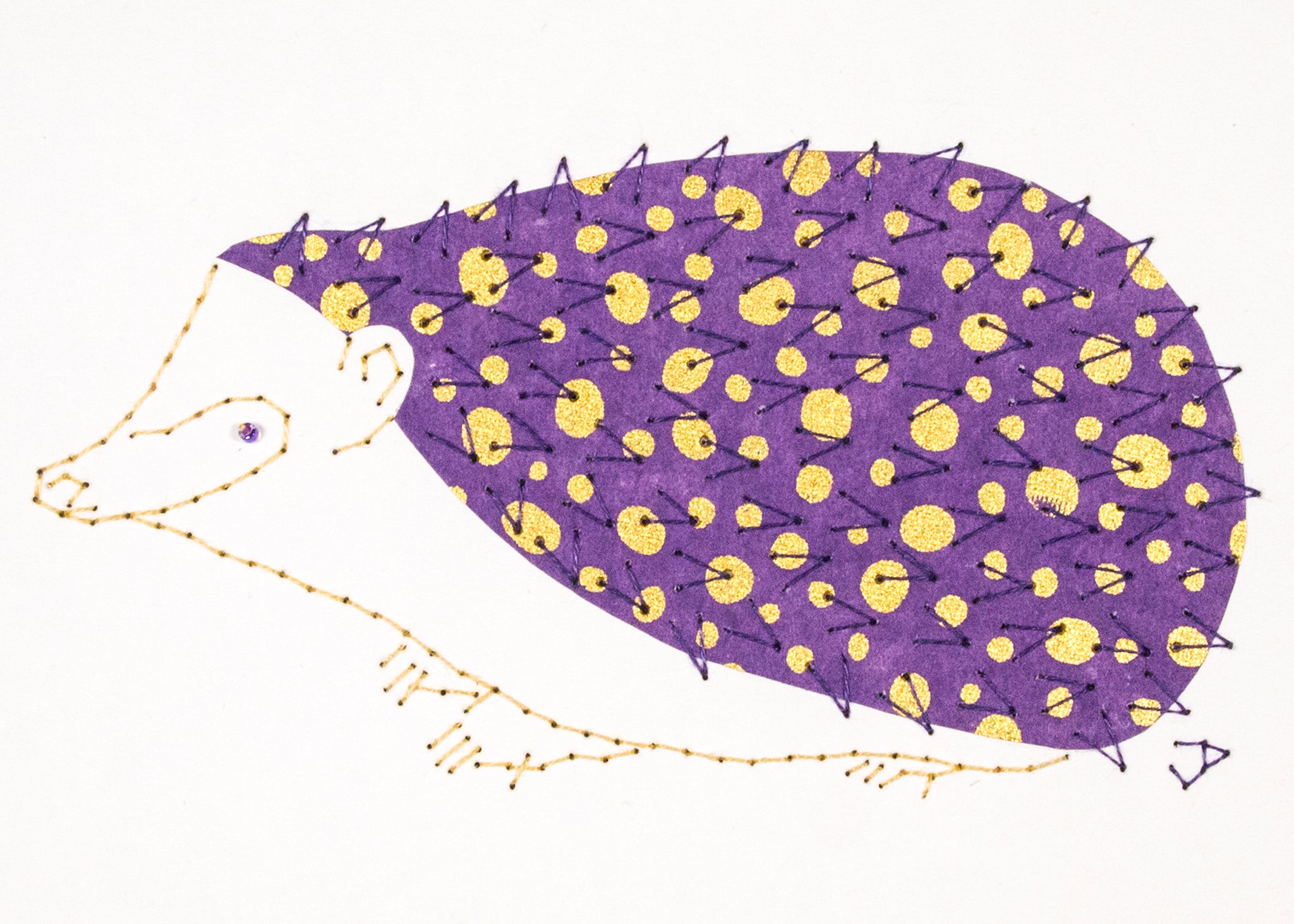 Hedgehog in Gold Dots on Purple