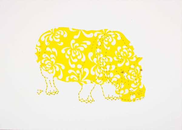Hippopotamus in Yellow & White