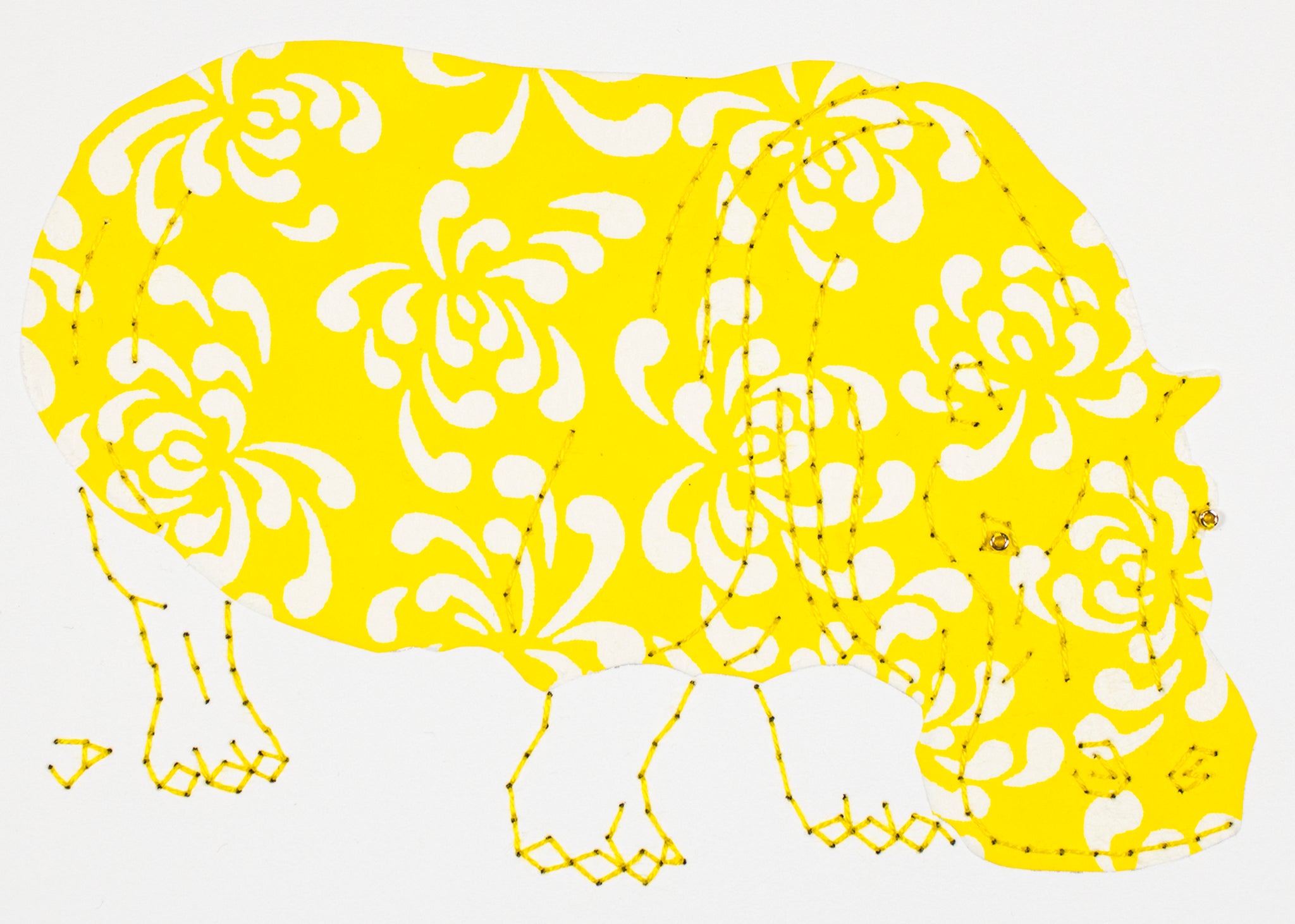 Hippopotamus in Yellow & White