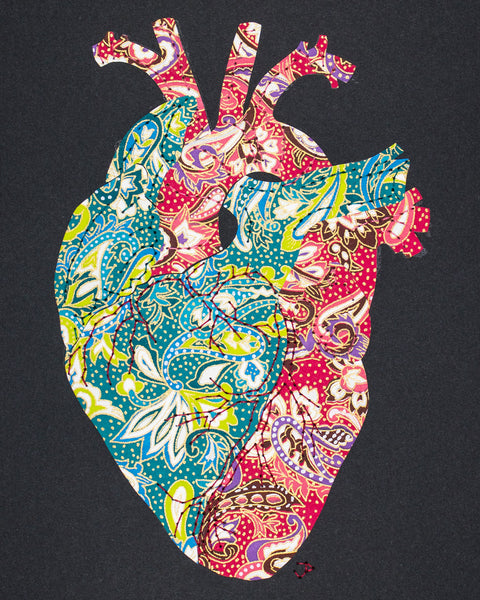 Heart in pink & green paisley