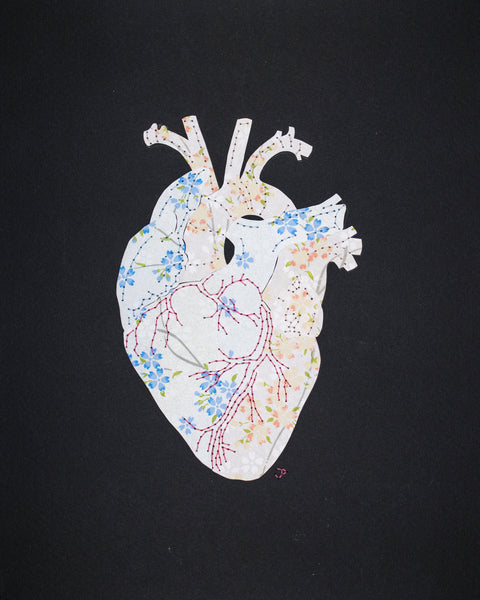 Heart in pink & blue flowers