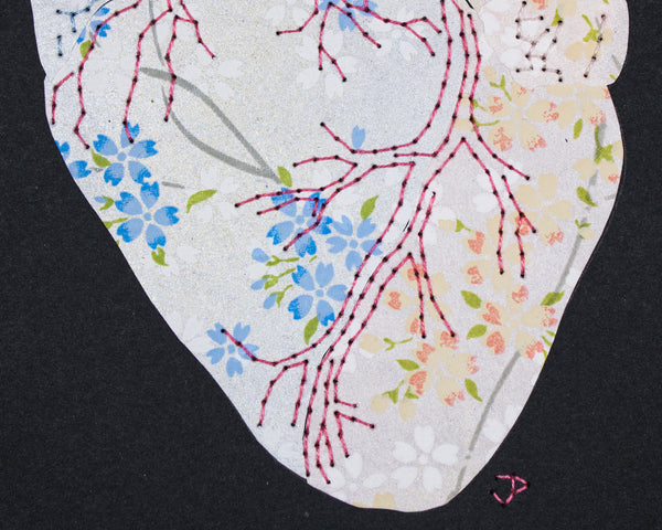 Heart in pink & blue flowers