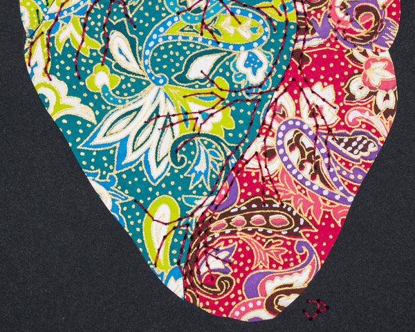 Heart in pink & green paisley