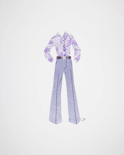 Men's outfit #001.2: 1970s outfit in pale purple & silver
