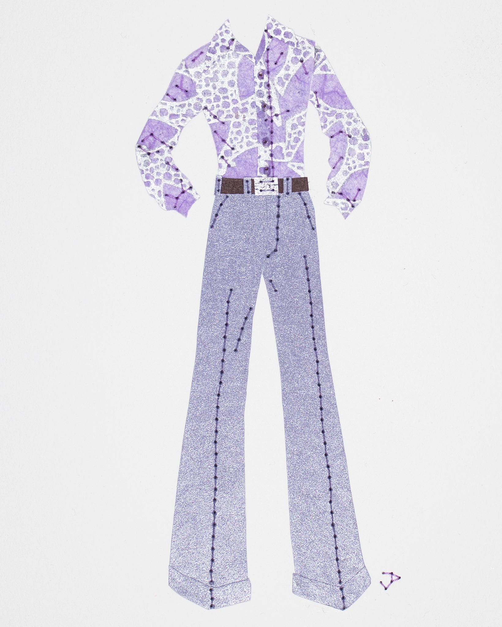Men's outfit #001.2: 1970s outfit in pale purple & silver