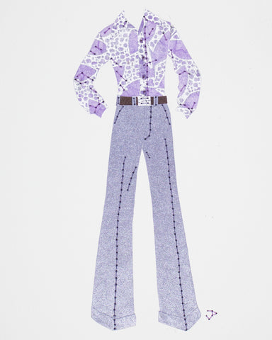 Men's outfit #001.2: 1970s outfit in pale purple & silver