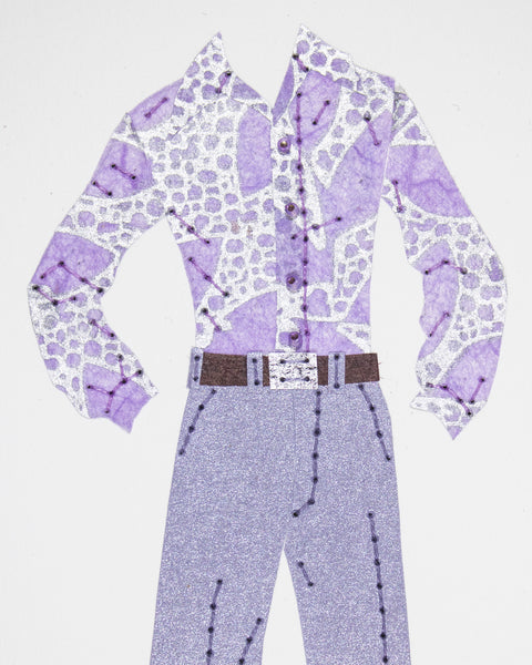 Men's outfit #001.2: 1970s outfit in pale purple & silver