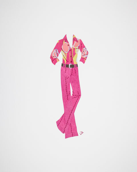 Men's outfit ##002.2: 1970s outfit in pink with flowers