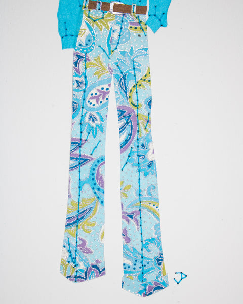Men's outfit ##003.2: 1970s outfit in turquoise with paisley pants