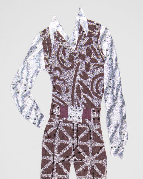 Men's outfit ##003.2: 1970s pants & sweater vest in deep wine & silver