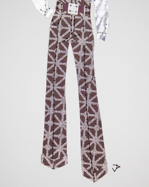 Men's outfit ##003.2: 1970s pants & sweater vest in deep wine & silver