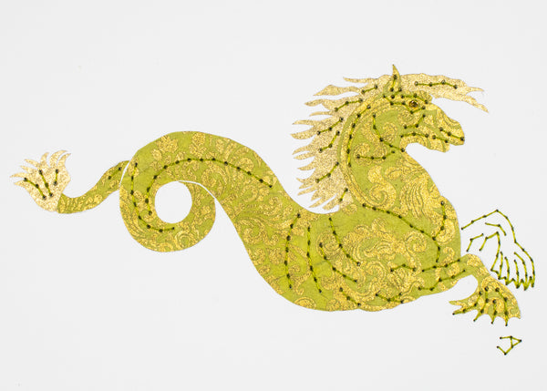 Monstrous Seahorse in Lime Green & Gold