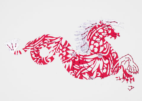 Monstrous Seahorse in Pink, White, and Silver