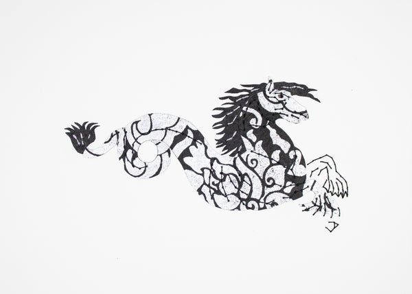 Monstrous Seahorse in Silver & Black
