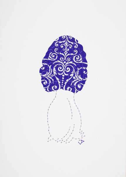 Black Morel in Bright Blue & Silver
